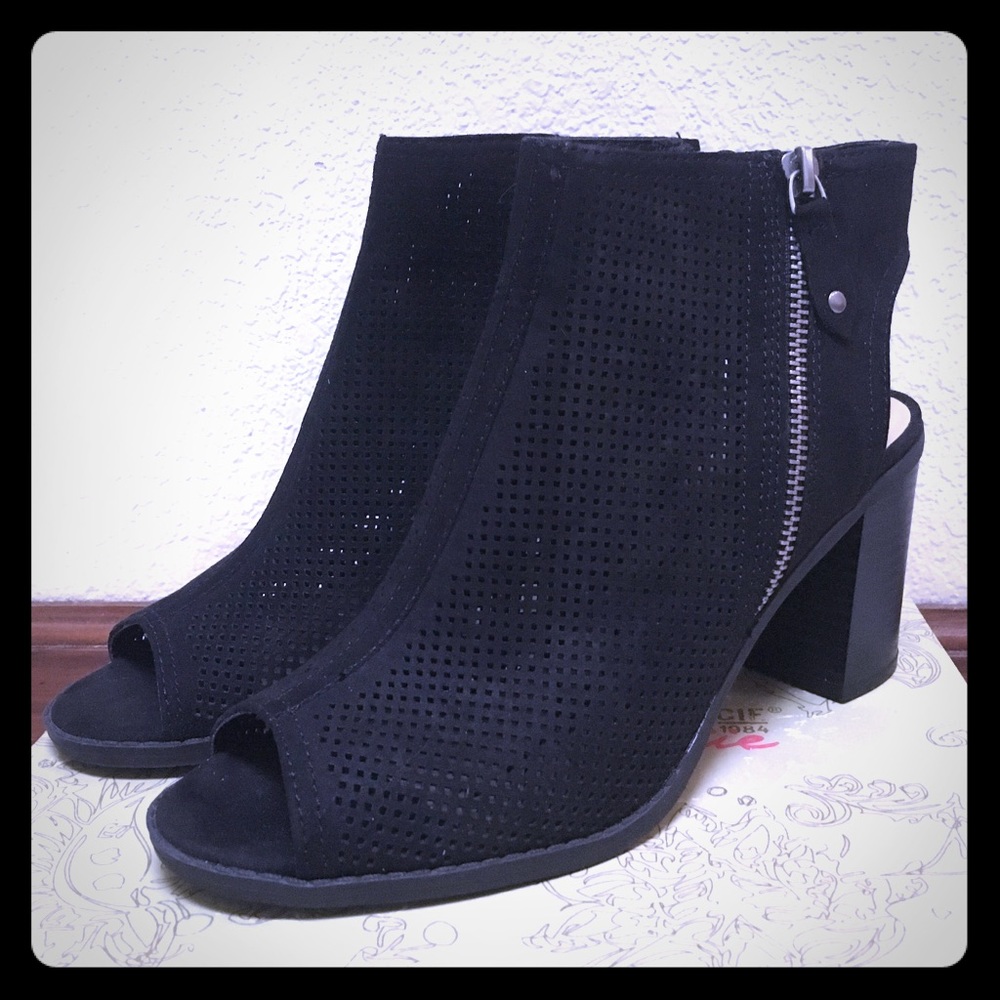 Black Peep Toe Ankle Boot